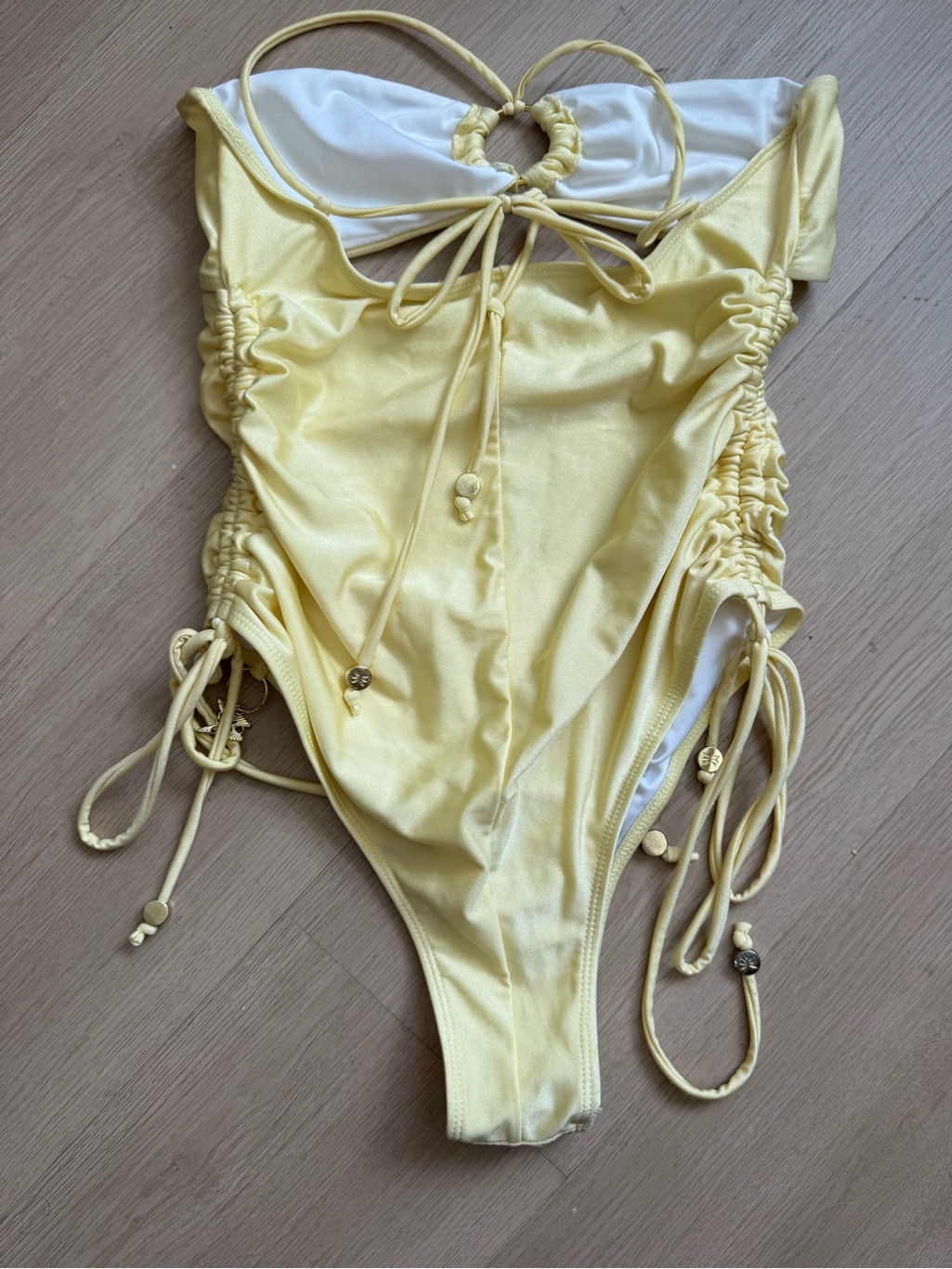 Yellow Ring-Front One-Piece Swimsuit With Side Ties — image 3 of 4